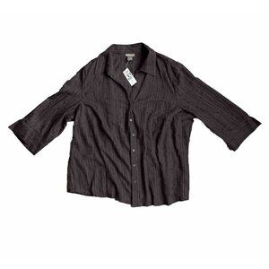 2/$18 SALE! Bay Studio Button Up Shirt Brown Womens Size 2X NEW Work Career